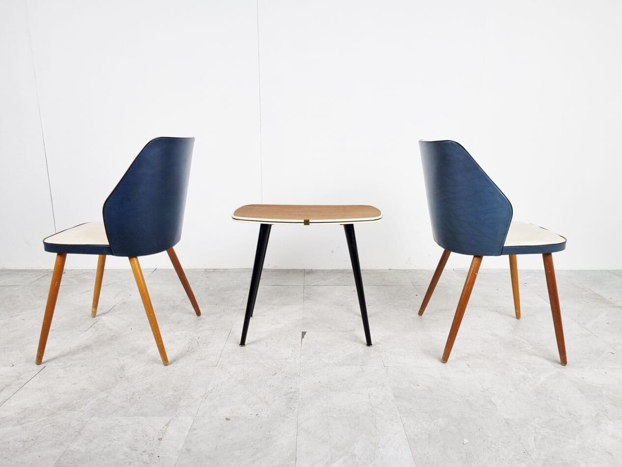 Para foteli, kremowy, skaj, Belgia, lata 60. - 262822