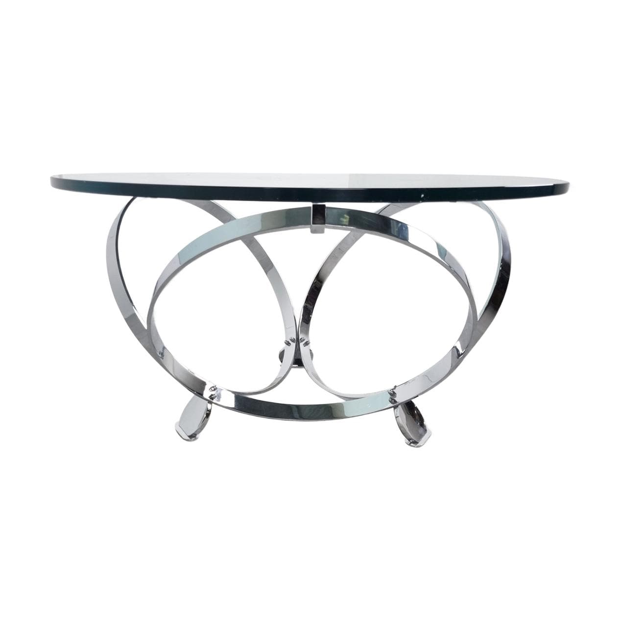 Stolik kawowy Diamond, szkło przezroczyste, metal srebrny, proj. K. Hesterberg, Ronald Schmitt, Niemcy, lata 60.