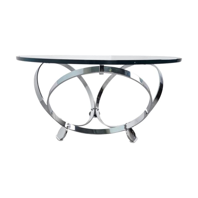Stolik kawowy Diamond, szkło przezroczyste, metal srebrny, proj. K. Hesterberg, Ronald Schmitt, Niemcy, lata 60. - WYMIARY