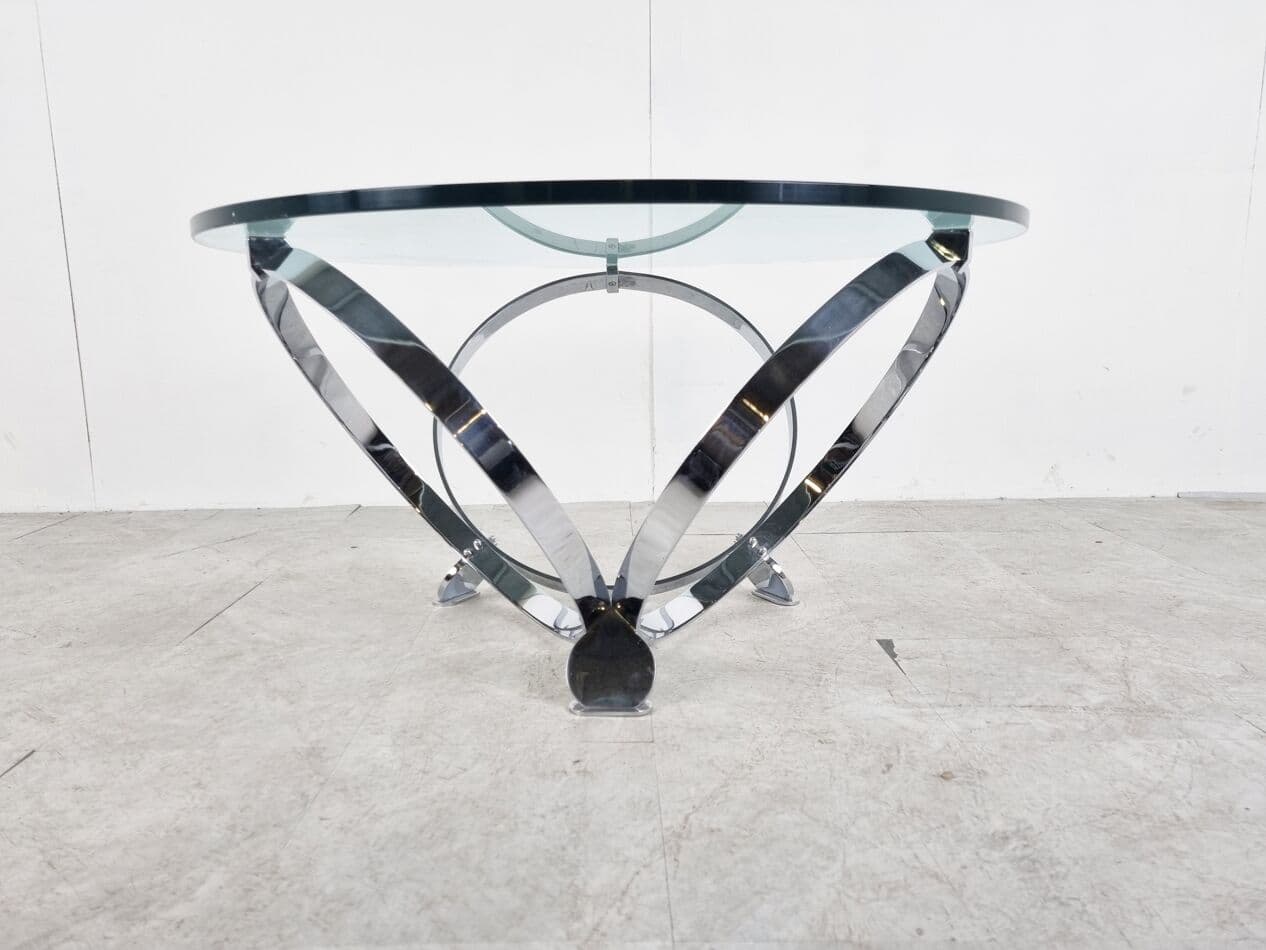 Stolik kawowy Diamond, szkło przezroczyste, metal srebrny, proj. K. Hesterberg, Ronald Schmitt, Niemcy, lata 60. - 262810