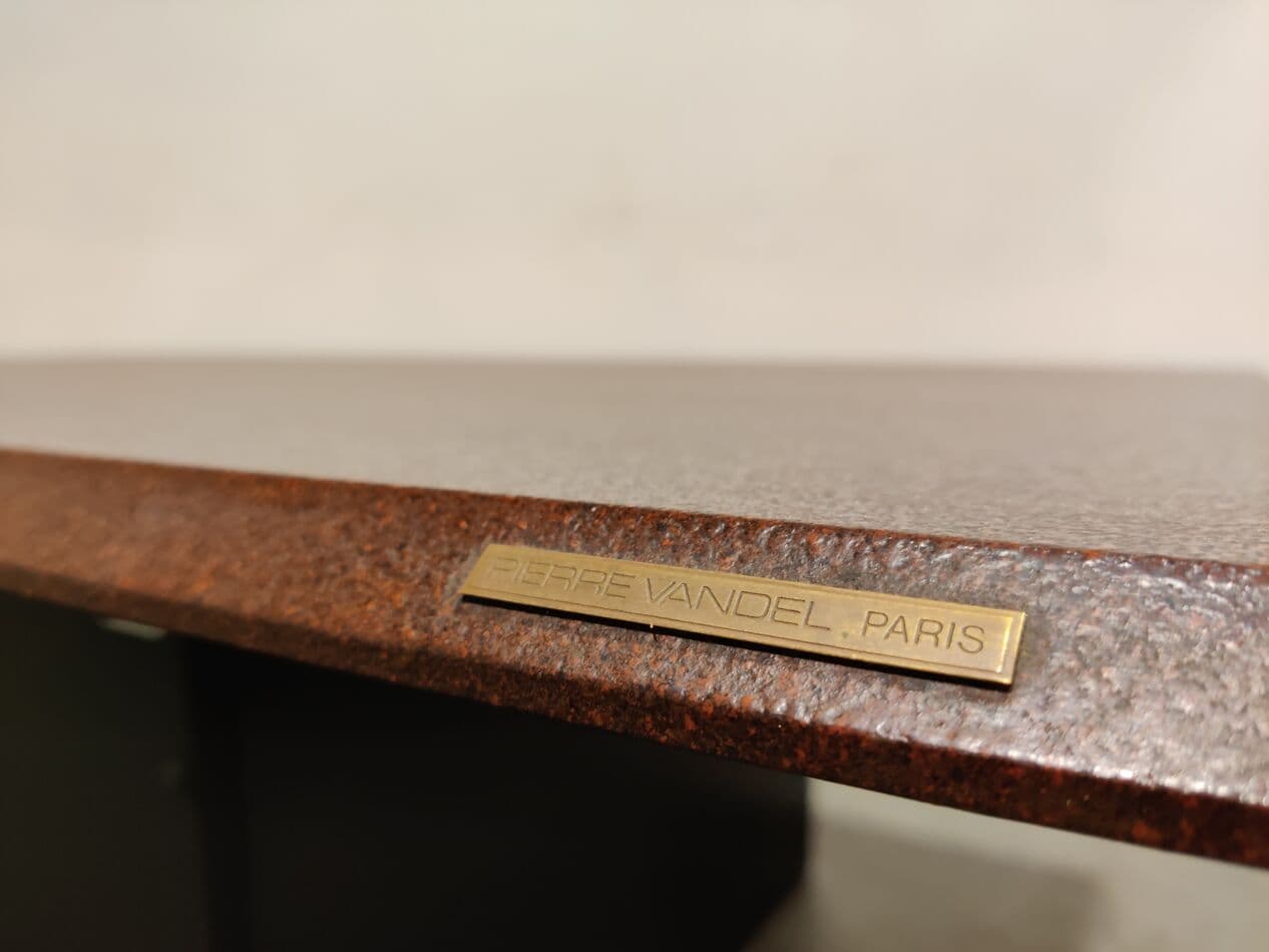 Coffee table, red wood, by P. Vandel, France, 1980s. - 273792