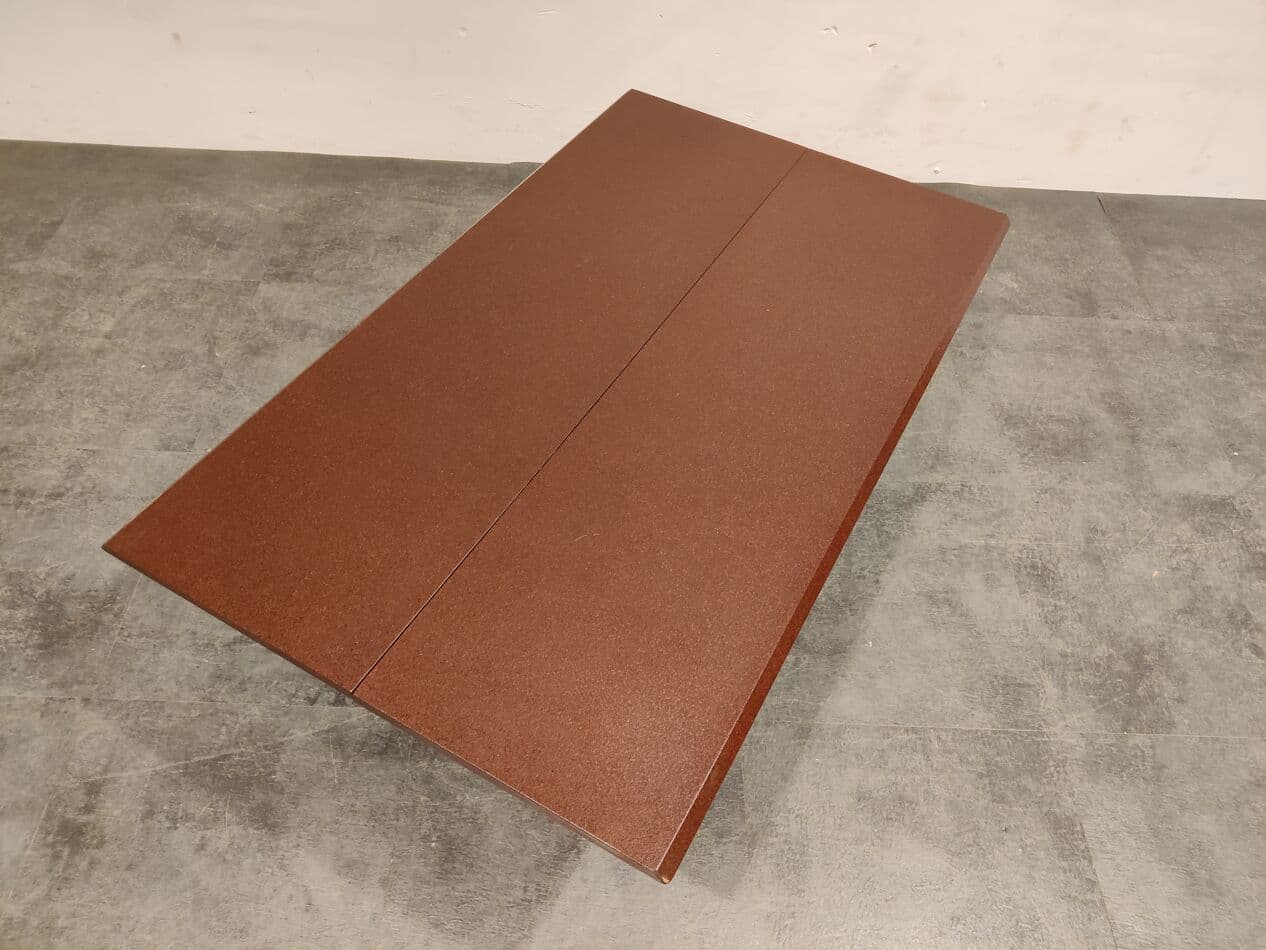 Coffee table, red wood, by P. Vandel, France, 1980s. - 273790