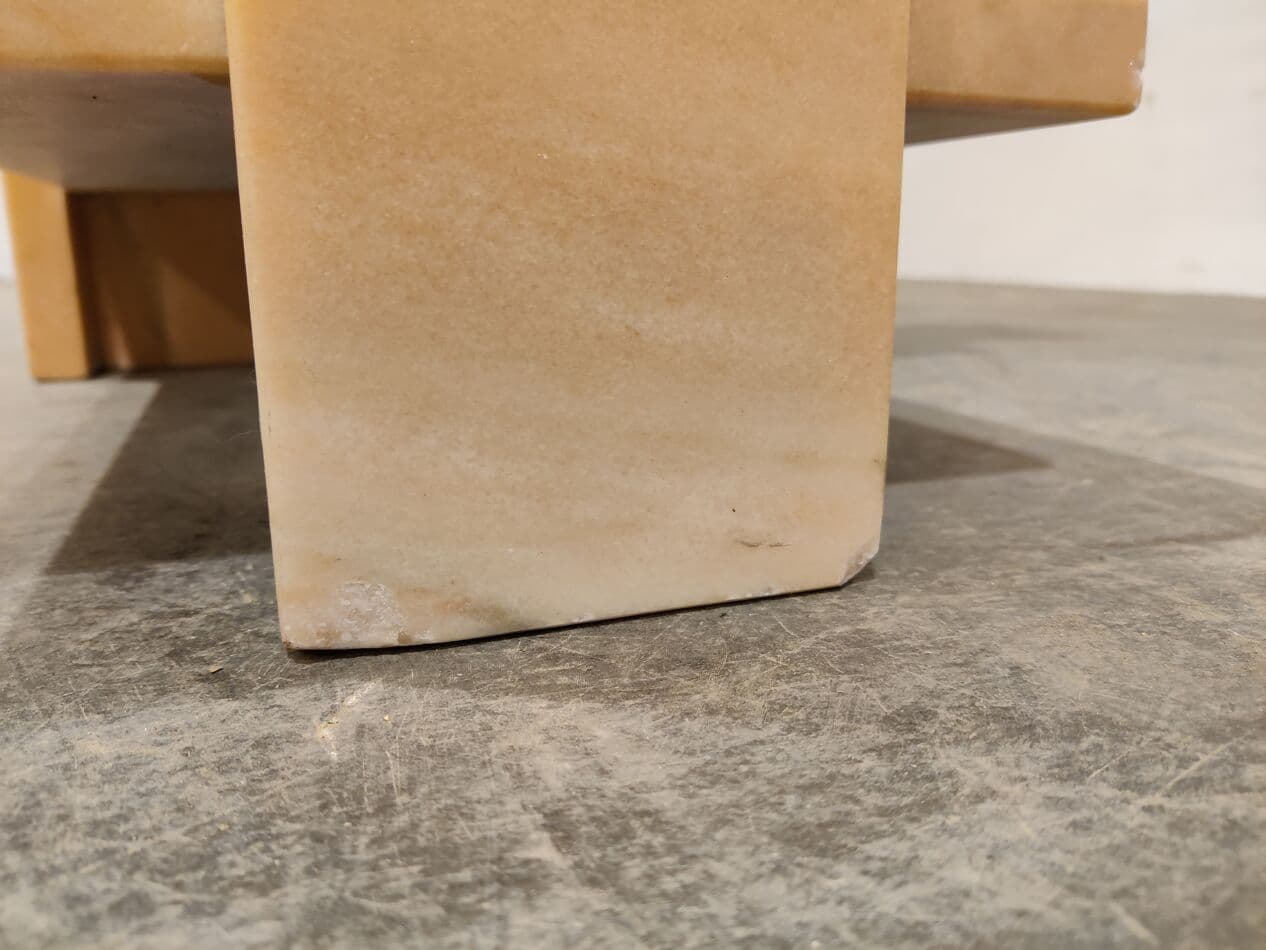 Coffee table, pink marble, by W. Ballez, Belgium, 1970s. - 273753