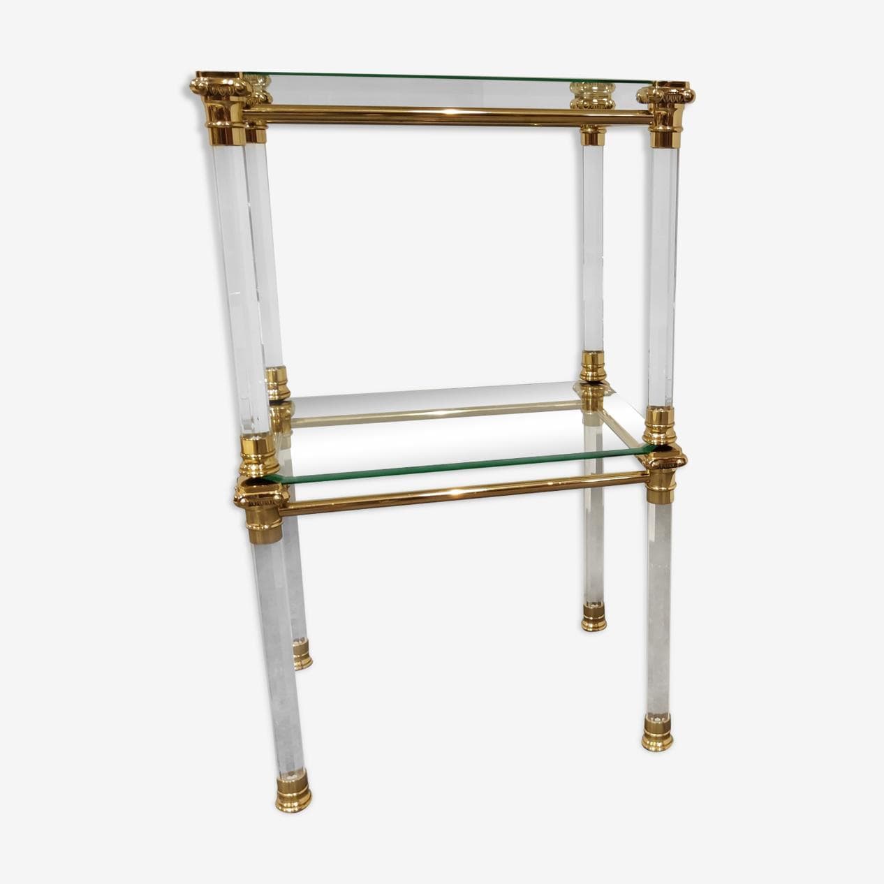 Para stolików bocznych, złoty, mosiądz i lucyt, Belgia, lata 80. - 273732