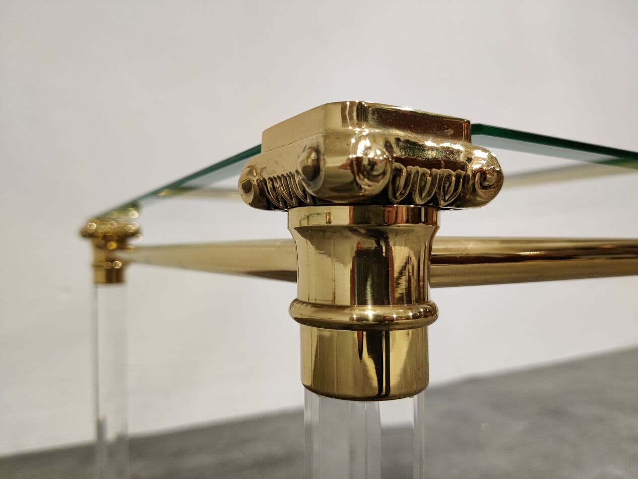 Para stolików bocznych, złoty, mosiądz i lucyt, Belgia, lata 80. - 273731