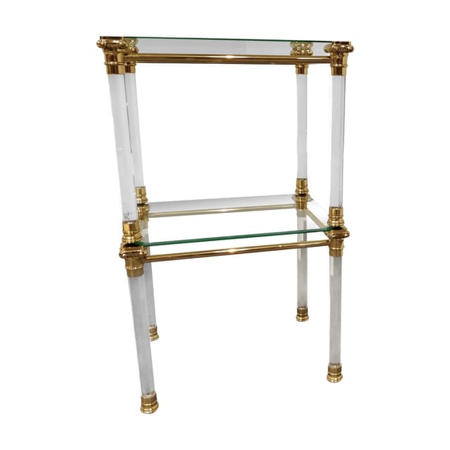 Para stolików bocznych, złoty, mosiądz i lucyt, Belgia, lata 80. - WYMIARY