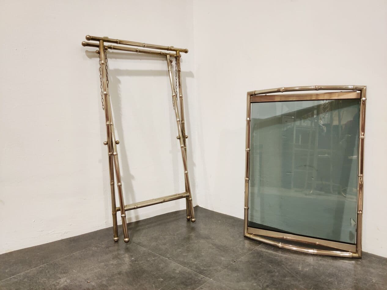 Stolik pomocniczy faux bamboo, metal złoty, Francja, lata 50. - 273711