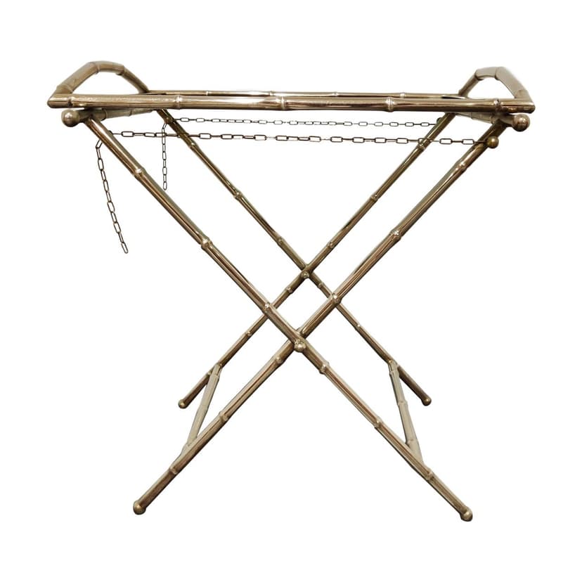 Stolik pomocniczy faux bamboo, metal złoty, Francja, lata 50.