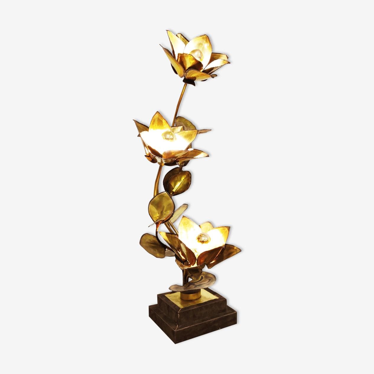Lampa stołowa Flower, mosiądz złoty, Francja, lata 70. - 273684