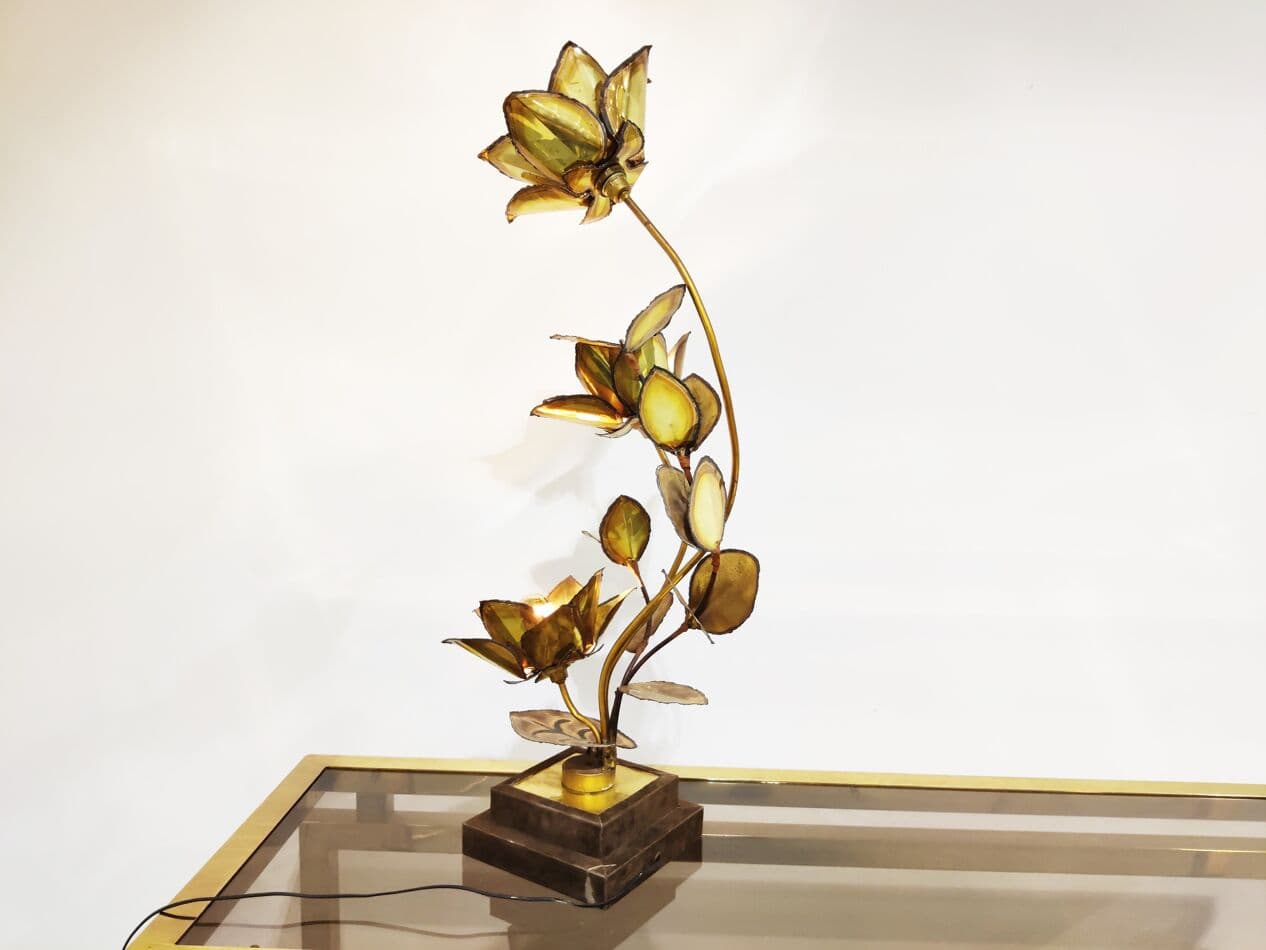 Lampa stołowa Flower, mosiądz złoty, Francja, lata 70. - 273680