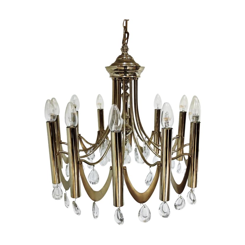 Żyrandol klasyczny, srebrny, metal, Włochy, lata 60.