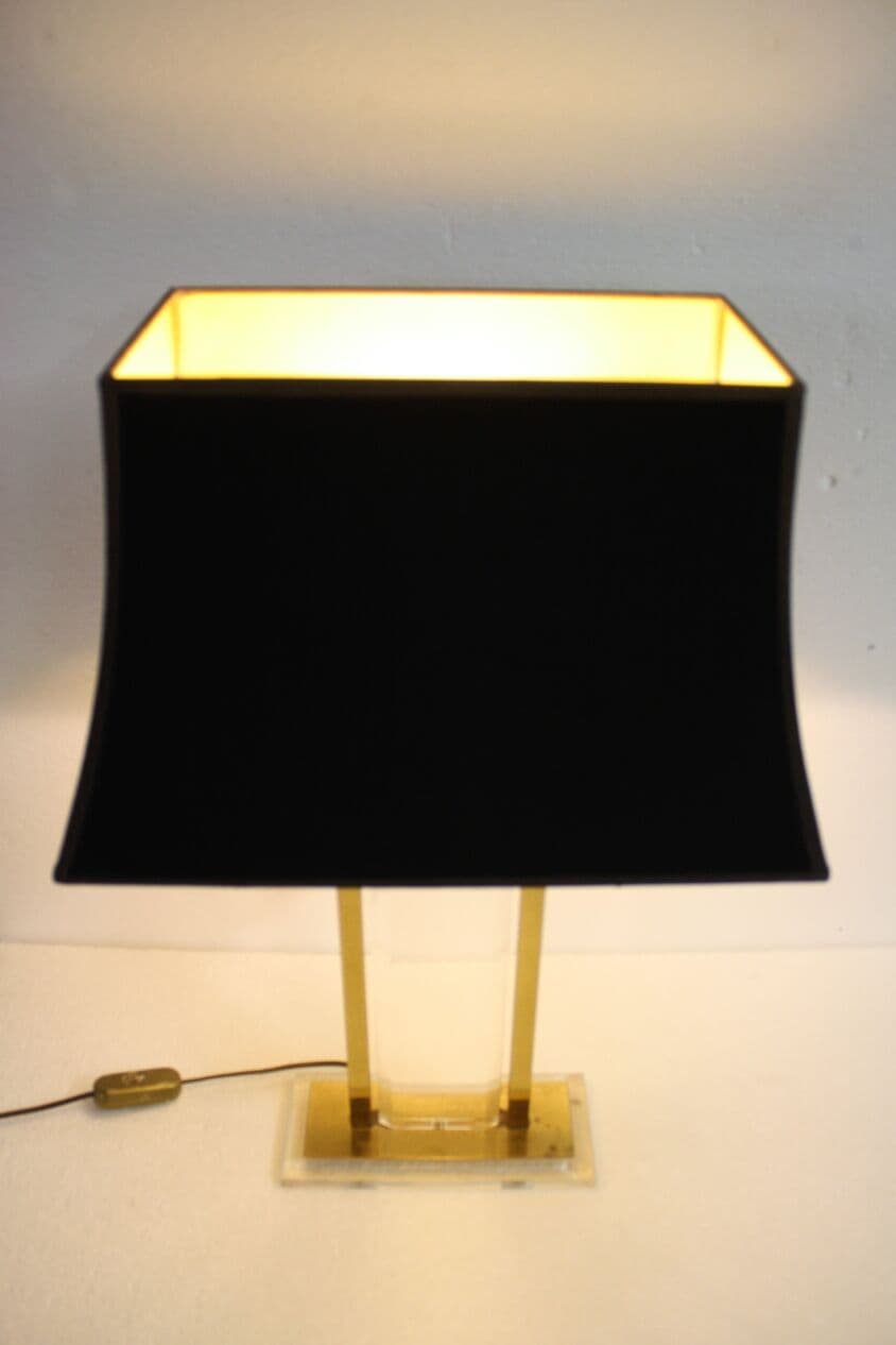 Lampa stołowa, mosiądz złoty, lucyt, lata 70. - 273622