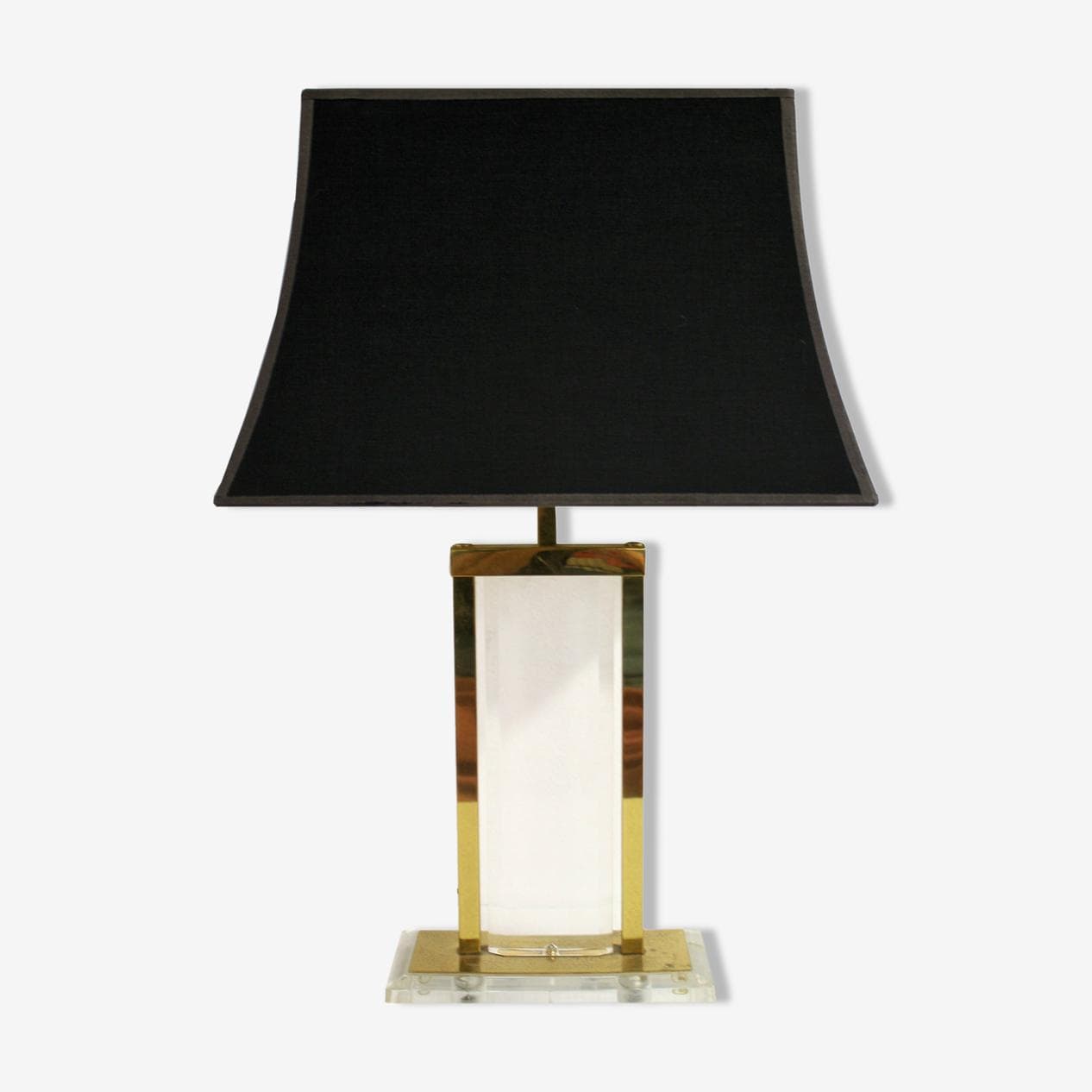 Lampa stołowa, mosiądz złoty, lucyt, lata 70. - 273625