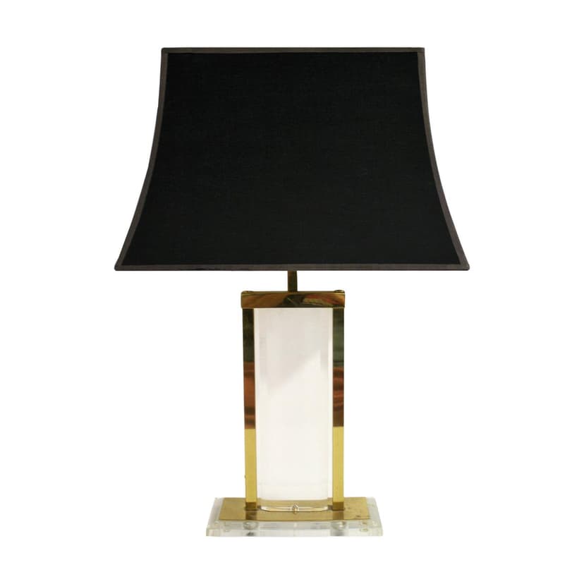 Lampa stołowa, mosiądz złoty, lucyt, lata 70.