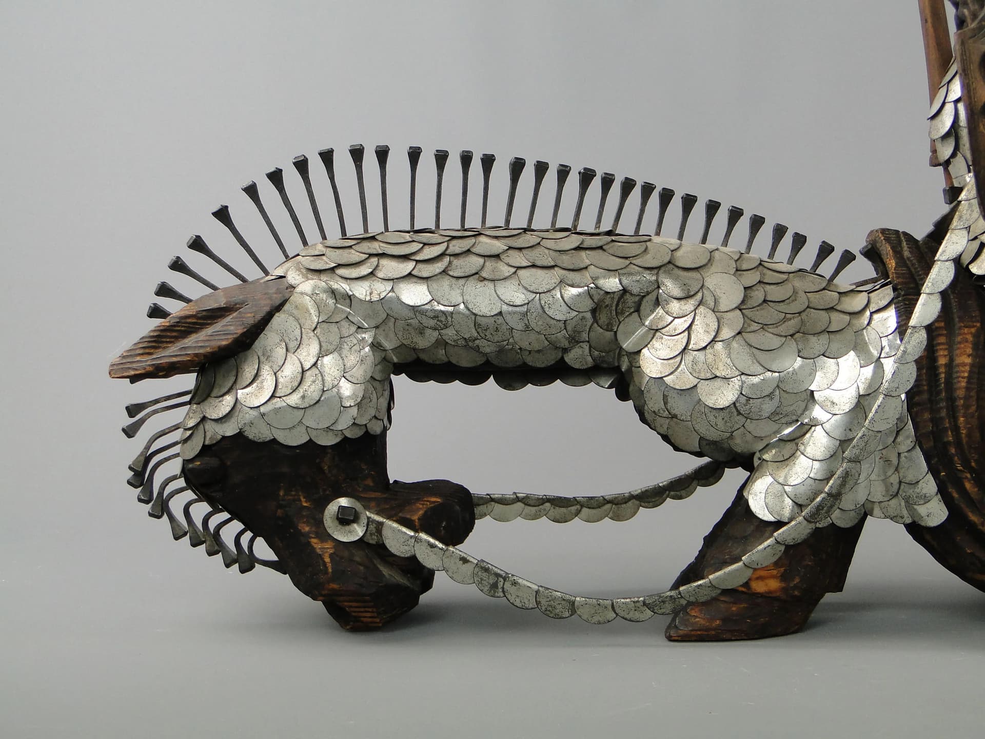 Rzeźba Don Kichota, drewno brązowy, metal srebrny, aut. M. Markowski, Polska, lata 80. - 20149