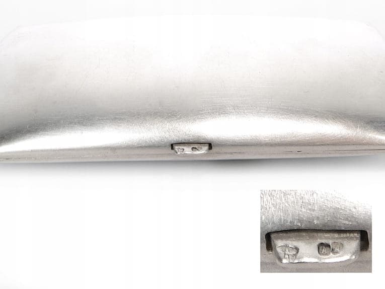 Papierośnica damska, emalia biała, srebro, Austria, XIX w. - 272872