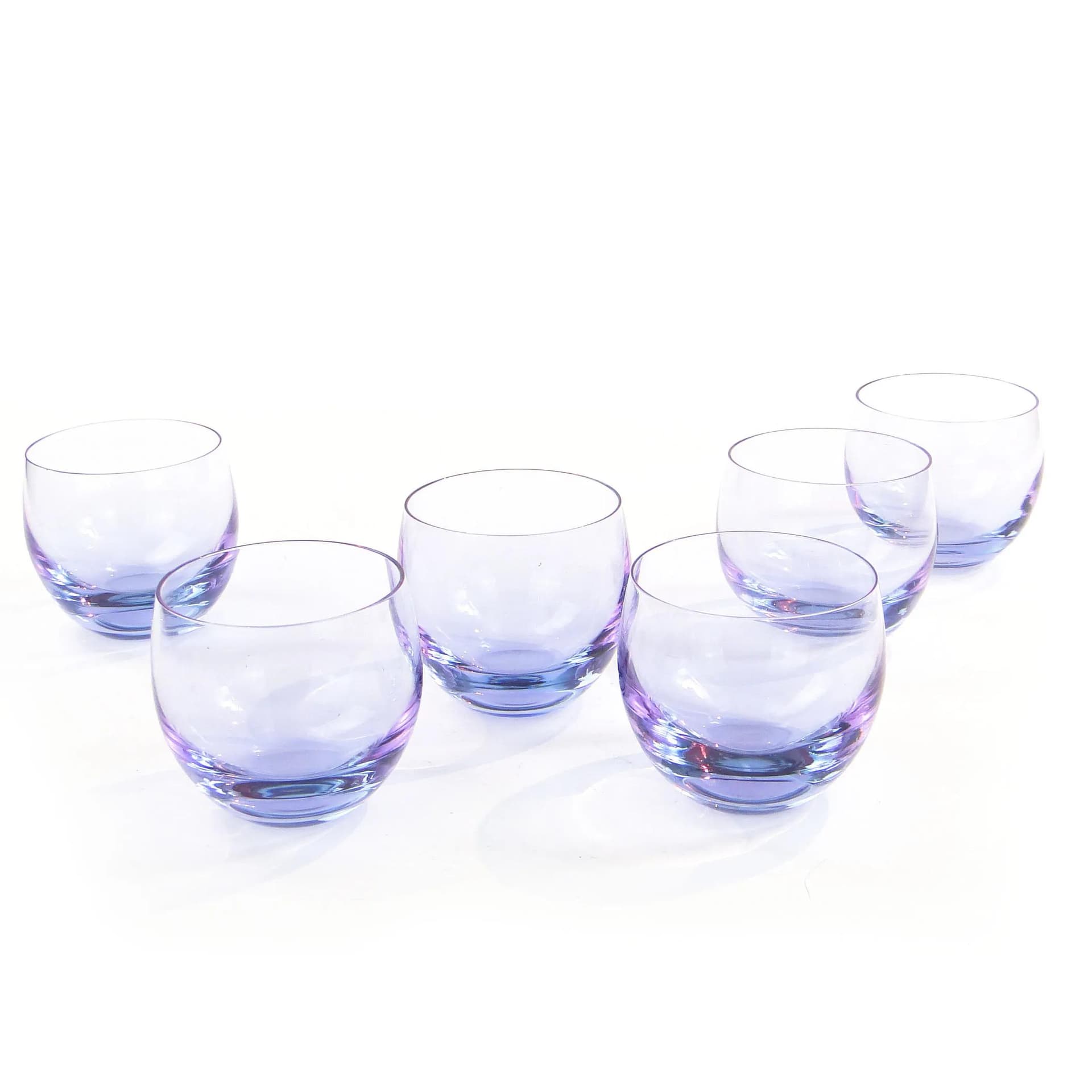 Set of Culbutto glasses, neodymium crystal, by R. Eschler, Moser, Czechoslovakia, 1940s. - 20143