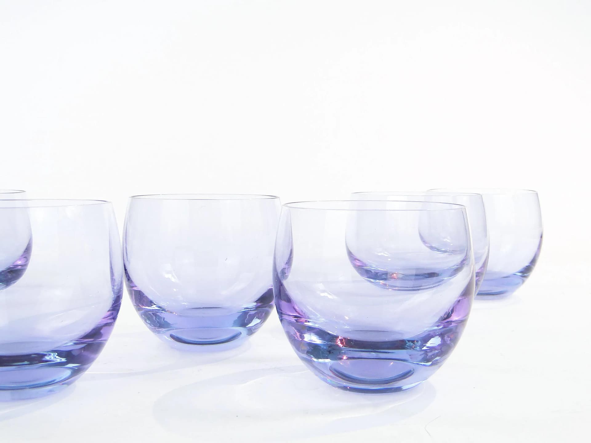 Set of Culbutto glasses, neodymium crystal, by R. Eschler, Moser, Czechoslovakia, 1940s. - 20144