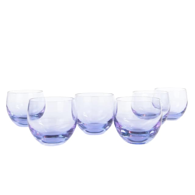 Set of Culbutto glasses, neodymium crystal, by R. Eschler, Moser, Czechoslovakia, 1940s. - DIMENSION