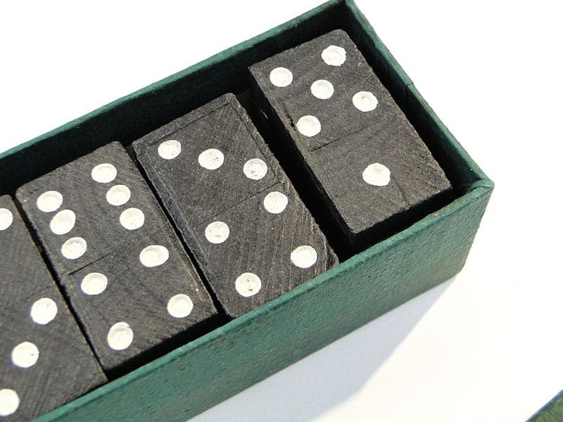 Komplet domino, czarny, drewno, Polska, lata 50. - 273894