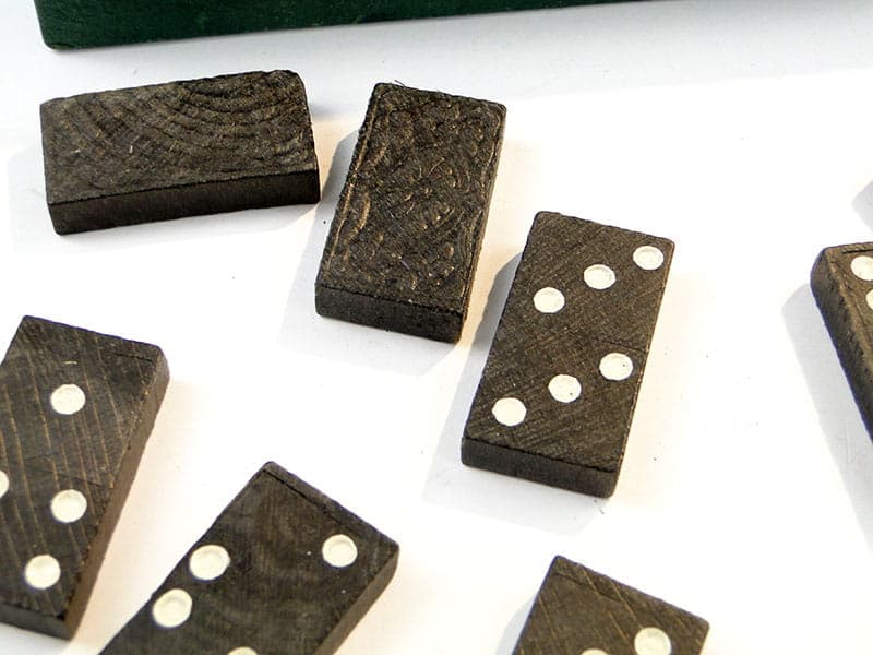 Komplet domino, czarny, drewno, Polska, lata 50. - 273895