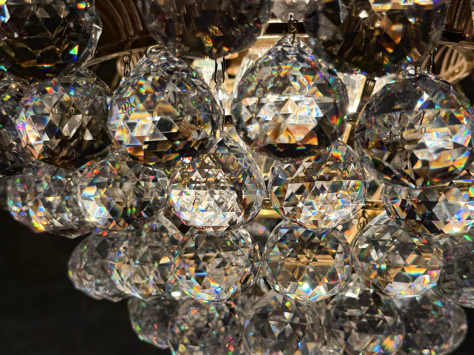 Żyrandol Hollywood Regency, kryształ transparentny, metal złoty, Niemcy, lata 60. - 276479