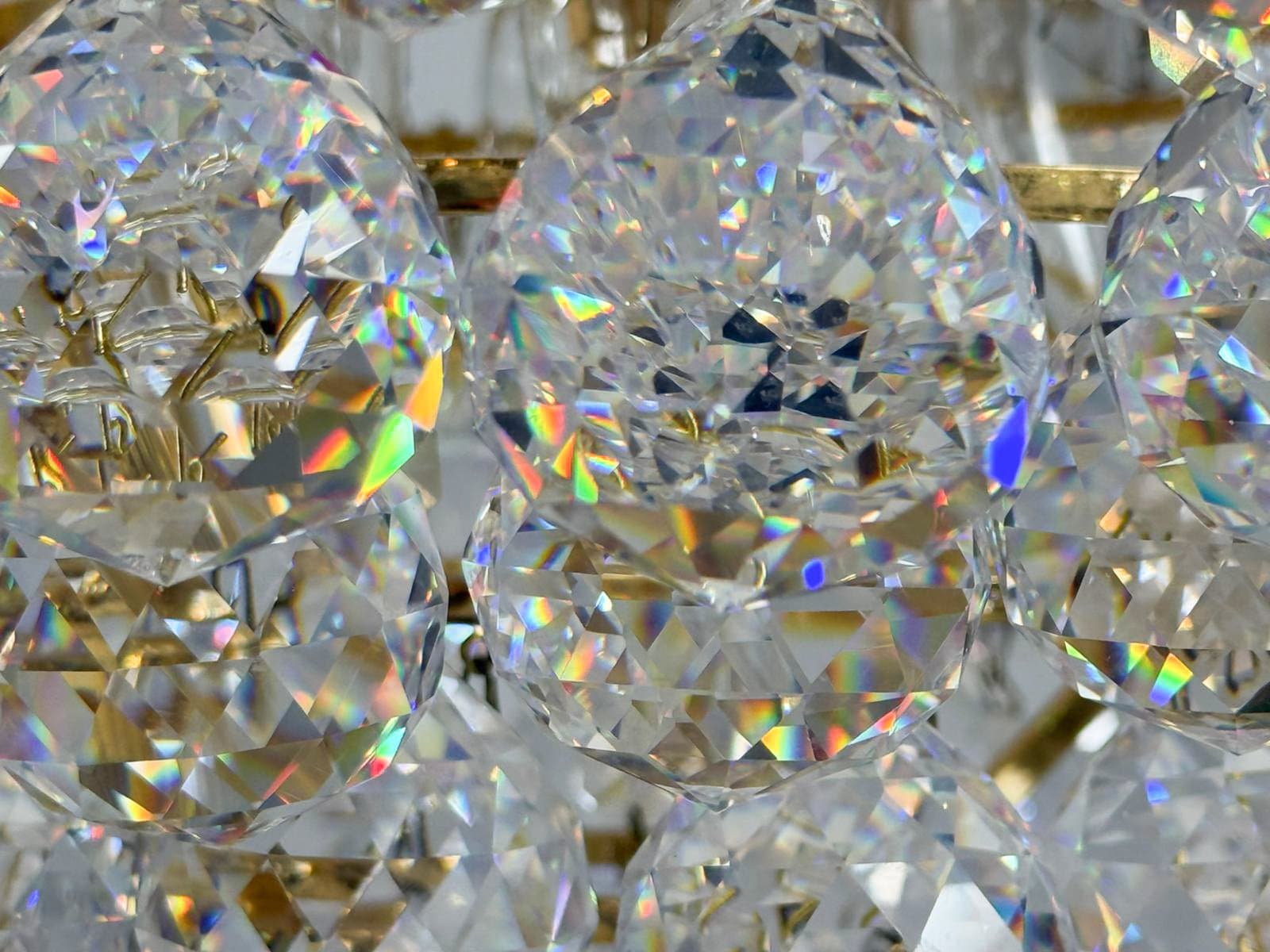 Żyrandol Hollywood Regency, kryształ transparentny, metal złoty, Niemcy, lata 60. - 276490