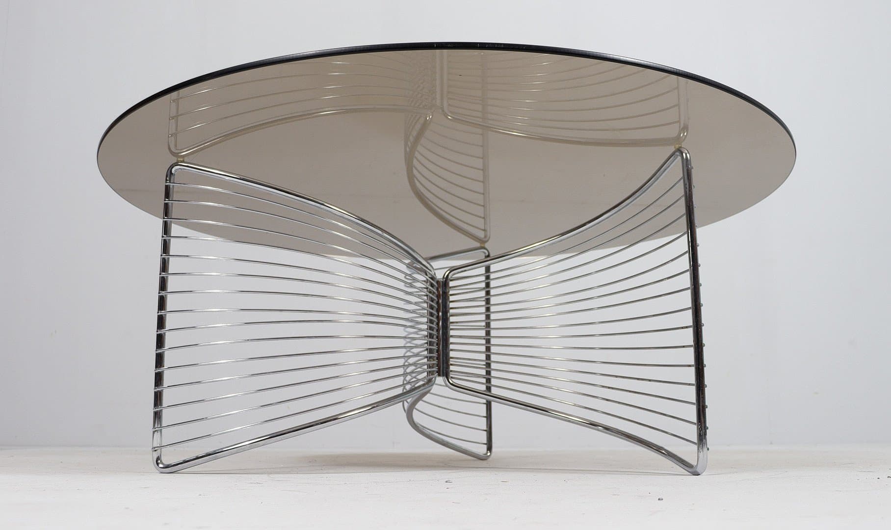 Stolik kawowy Space Age, szkło przydymione, chrom, Niemcy, lata 70. - 276440