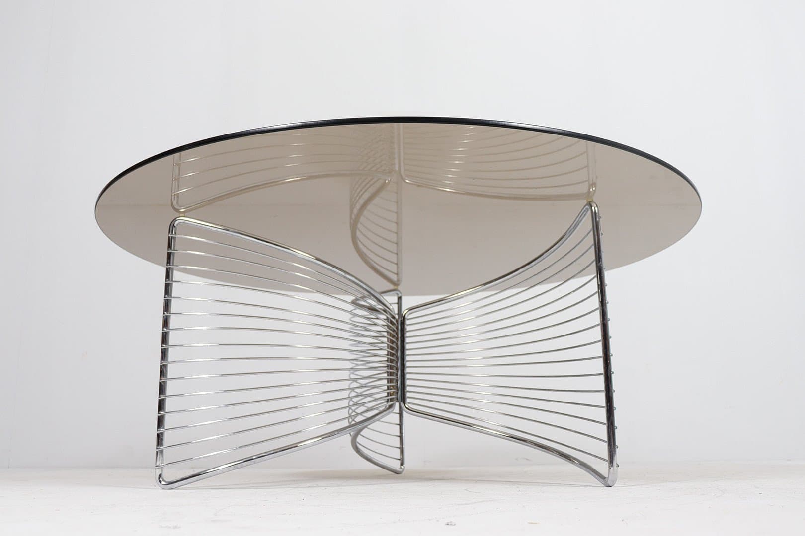 Stolik kawowy Space Age, szkło przydymione, chrom, Niemcy, lata 70. - 276437