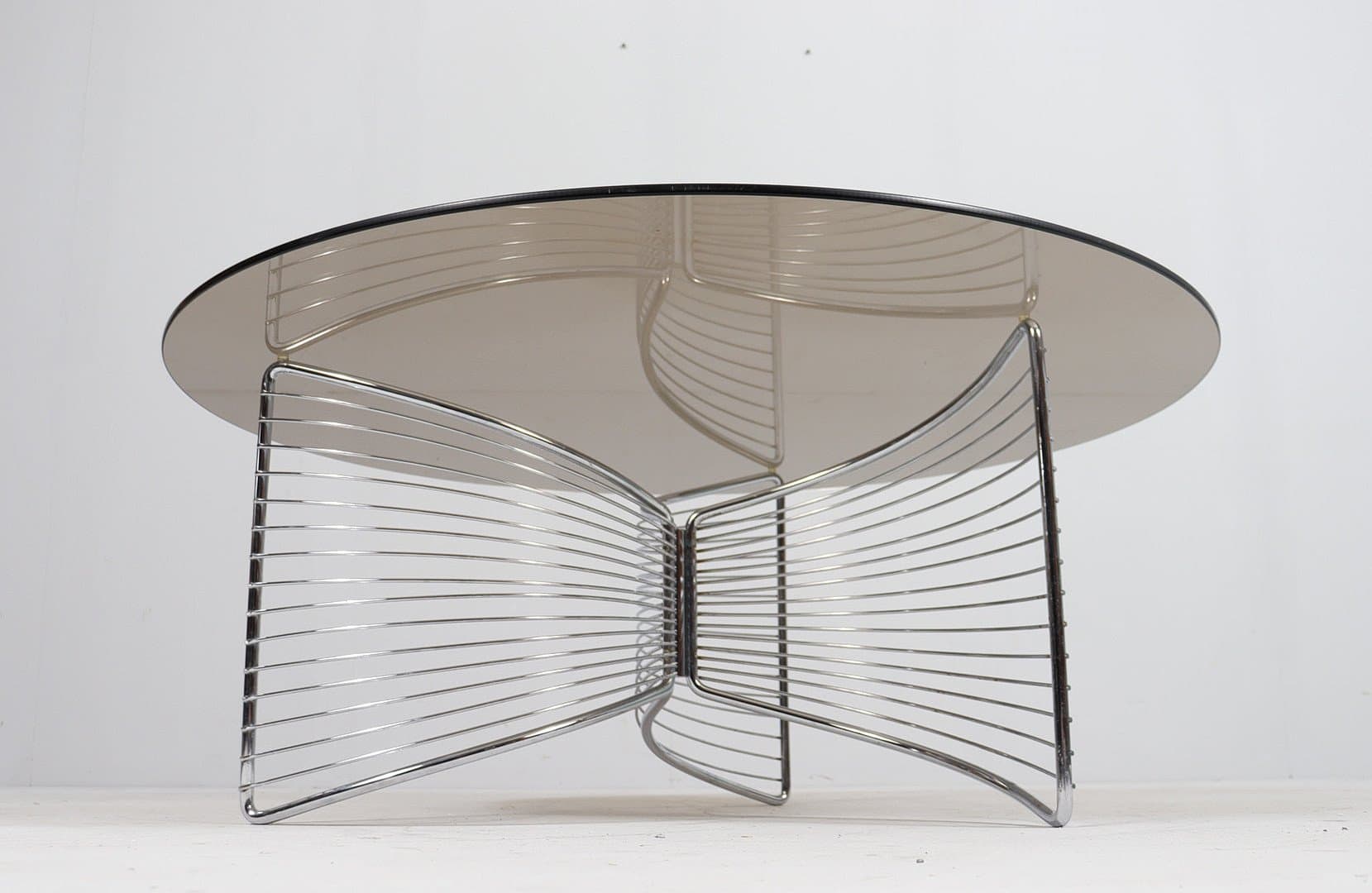 Stolik kawowy Space Age, szkło przydymione, chrom, Niemcy, lata 70. - 276447