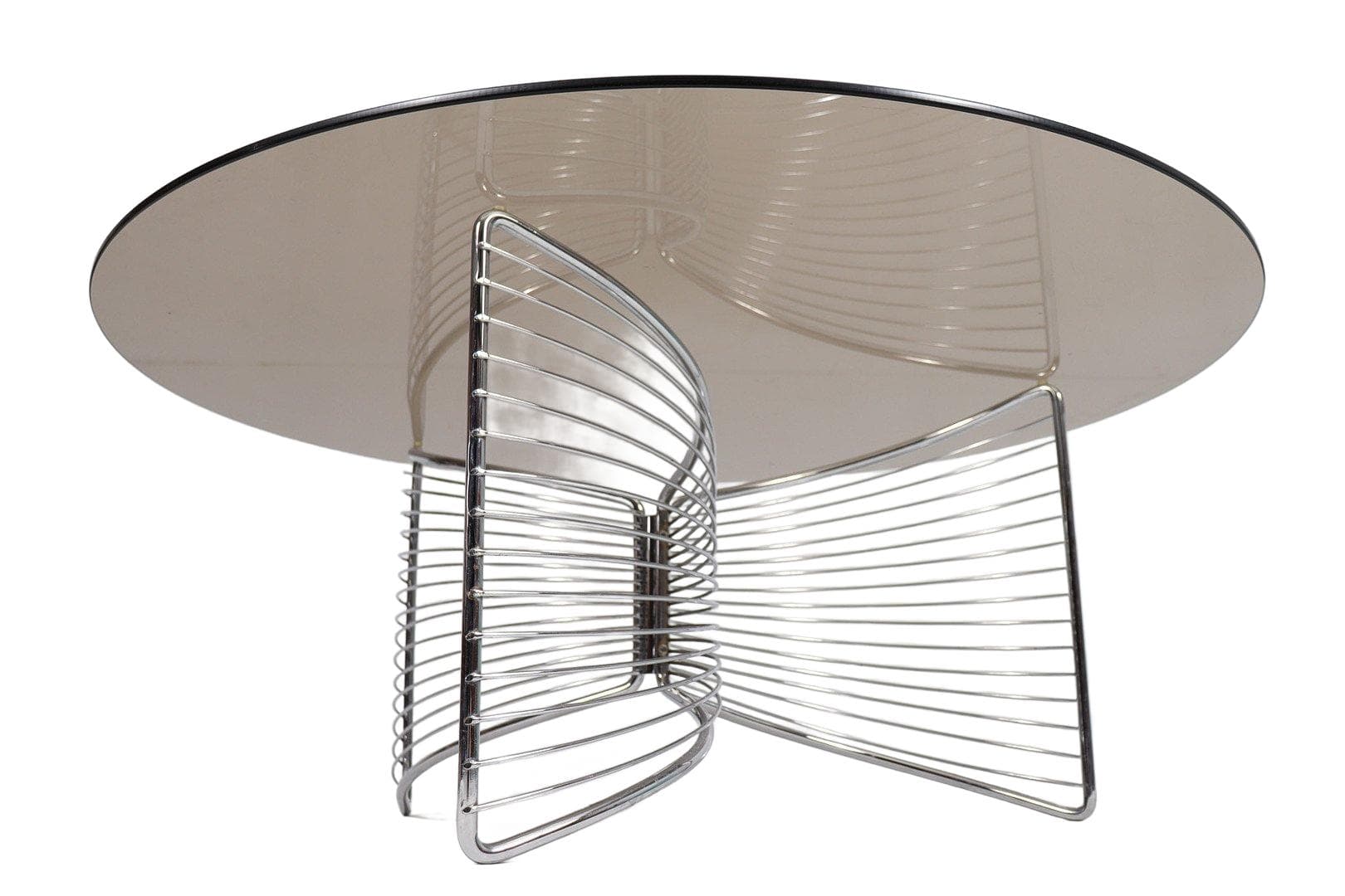 Stolik kawowy Space Age, szkło przydymione, chrom, Niemcy, lata 70.