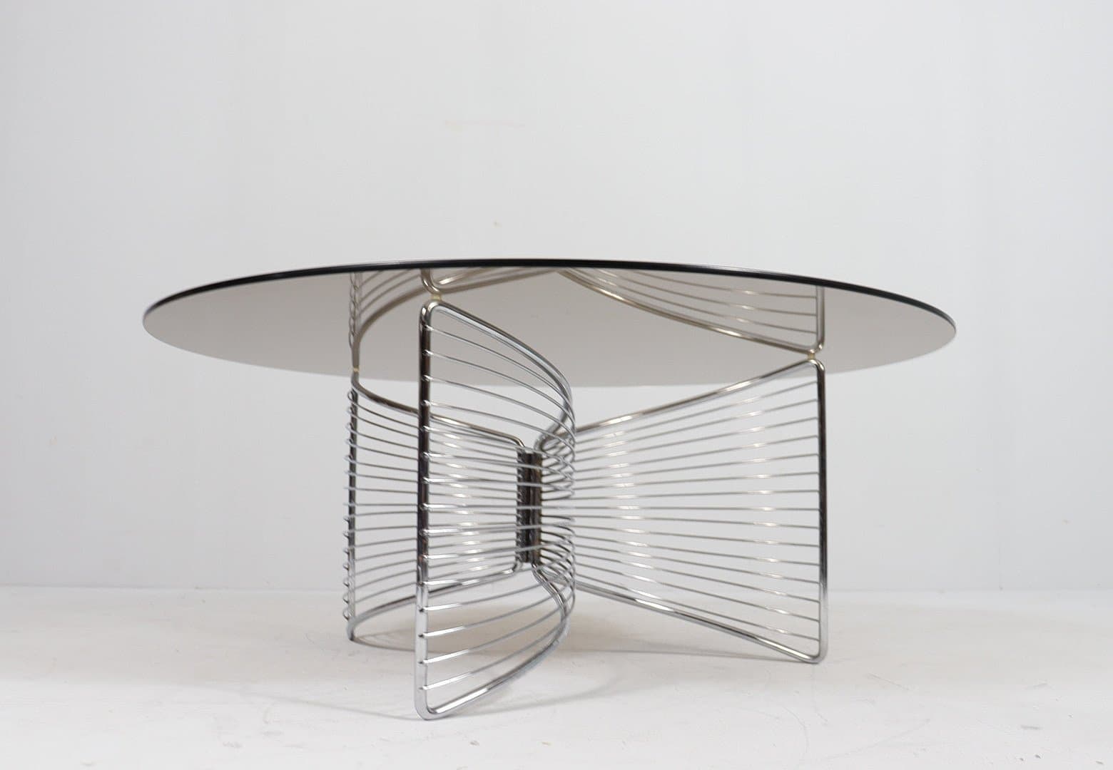 Stolik kawowy Space Age, szkło przydymione, chrom, Niemcy, lata 70. - 276446
