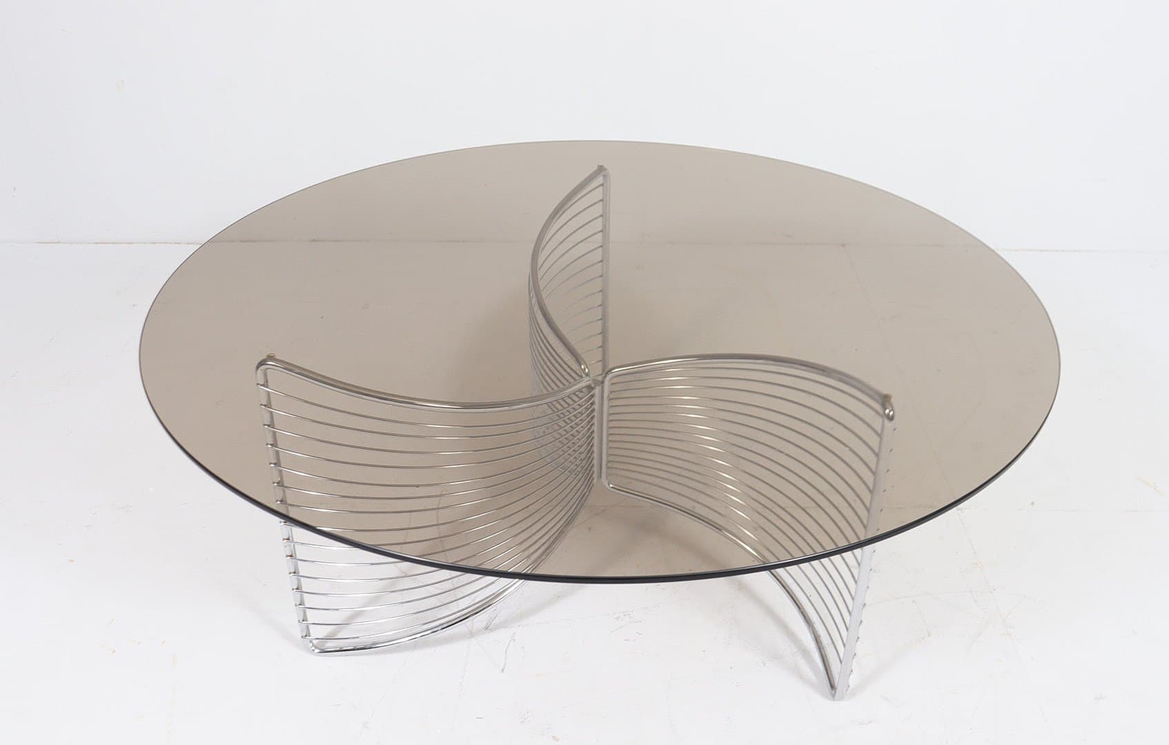 Stolik kawowy Space Age, szkło przydymione, chrom, Niemcy, lata 70. - 276450