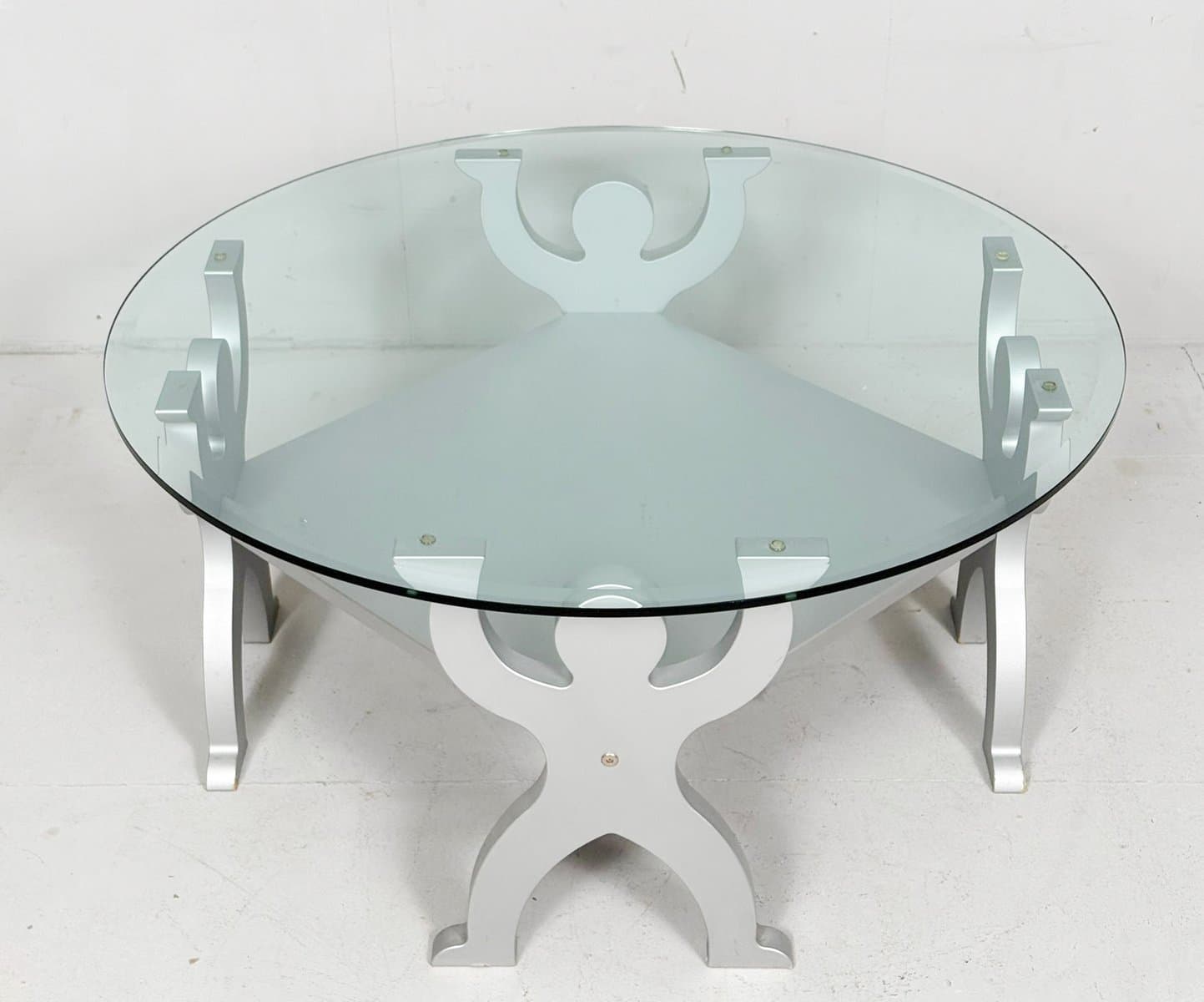 Coffee Table, Keith Haring Style, transparent glass, silver metal, Germany, 1980s. - 276411