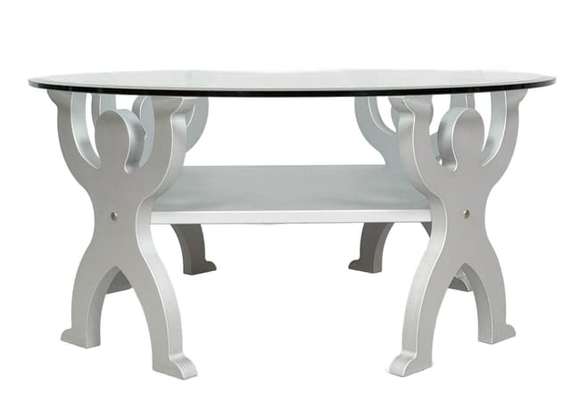 Coffee Table, Keith Haring Style, transparent glass, silver metal, Germany, 1980s. - DIMENSION