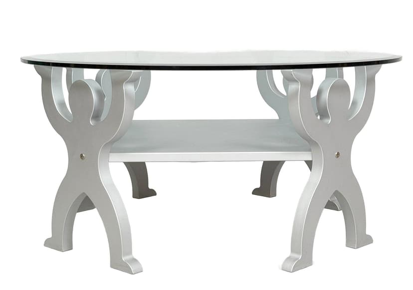 Coffee Table, Keith Haring Style, transparent glass, silver metal, Germany, 1980s.