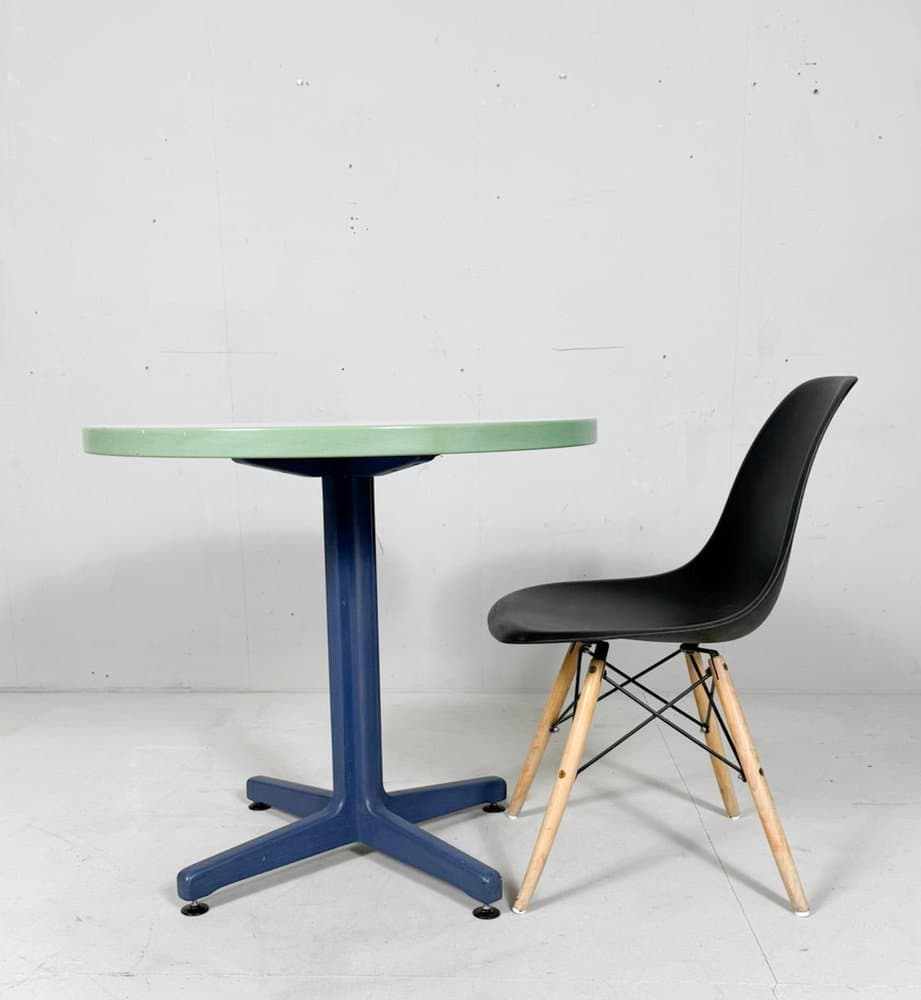 Stół jadalniany Rey, biały, buk niebieski, proj. B. Rey, Kusch & Co, Niemcy, lata 70. - 276404