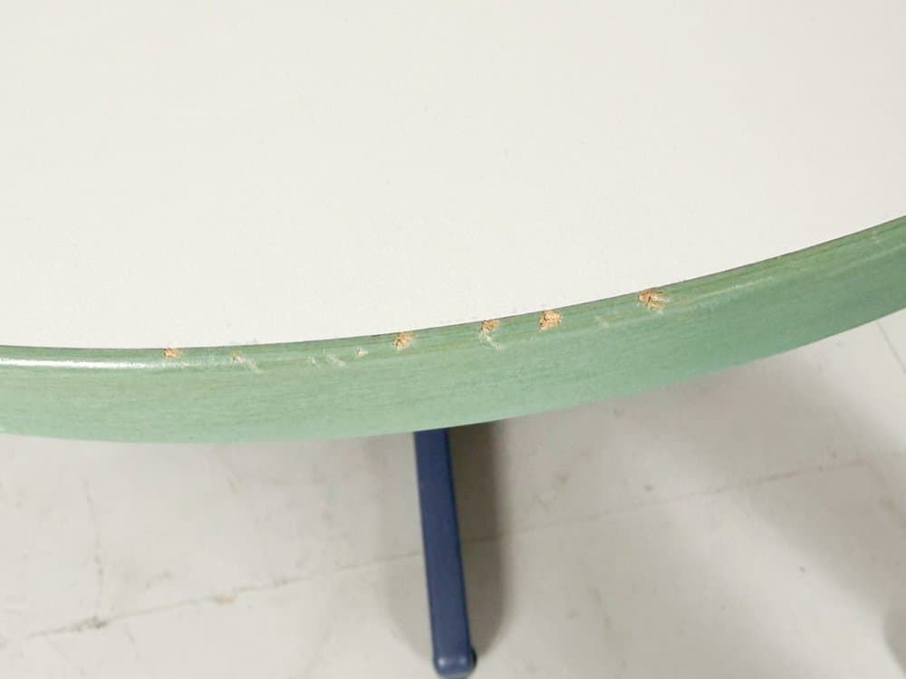 Stół jadalniany Rey, biały, buk niebieski, proj. B. Rey, Kusch & Co, Niemcy, lata 70. - 276409