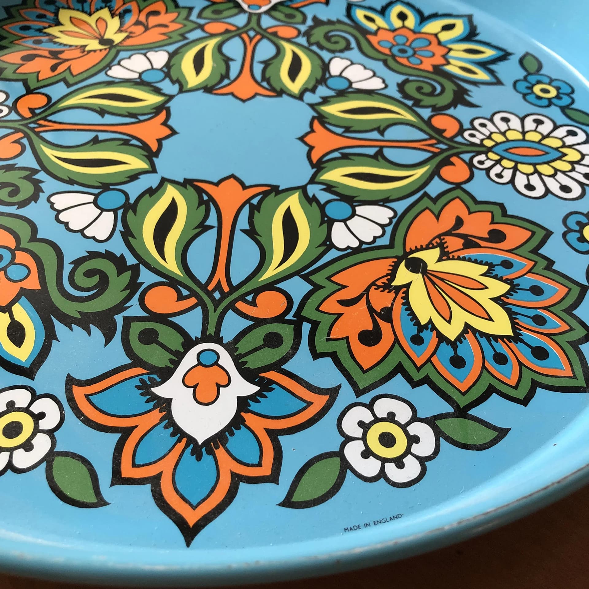 Multikolorowa metalowa taca dekoracyjna, Wielka Brytania, lata 70. - 20050