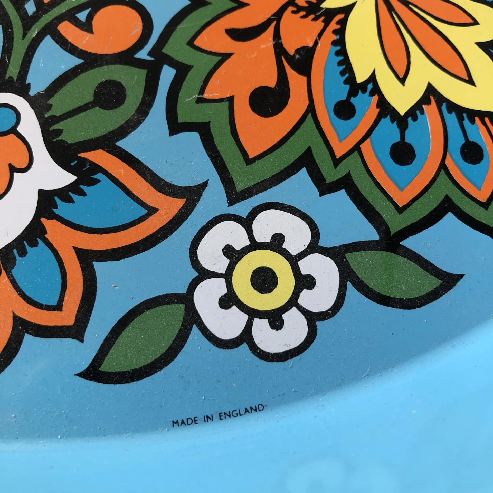 Multikolorowa metalowa taca dekoracyjna, Wielka Brytania, lata 70. - 20047