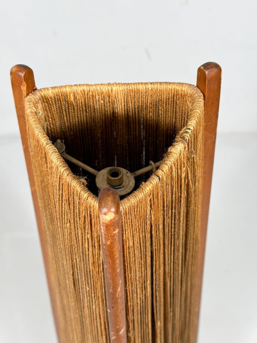 Lampa podłogowa, beżowy, sizal teak, Szwajcaria, lata 60. - 276385