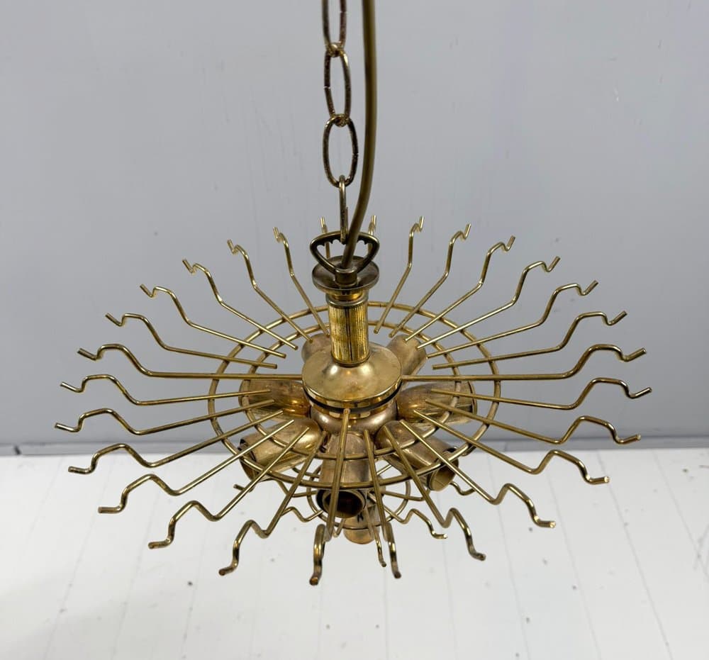Żyrandol, złoty, mosiądz, proj. G. Sciolari, Włochy, lata 70. - 276341