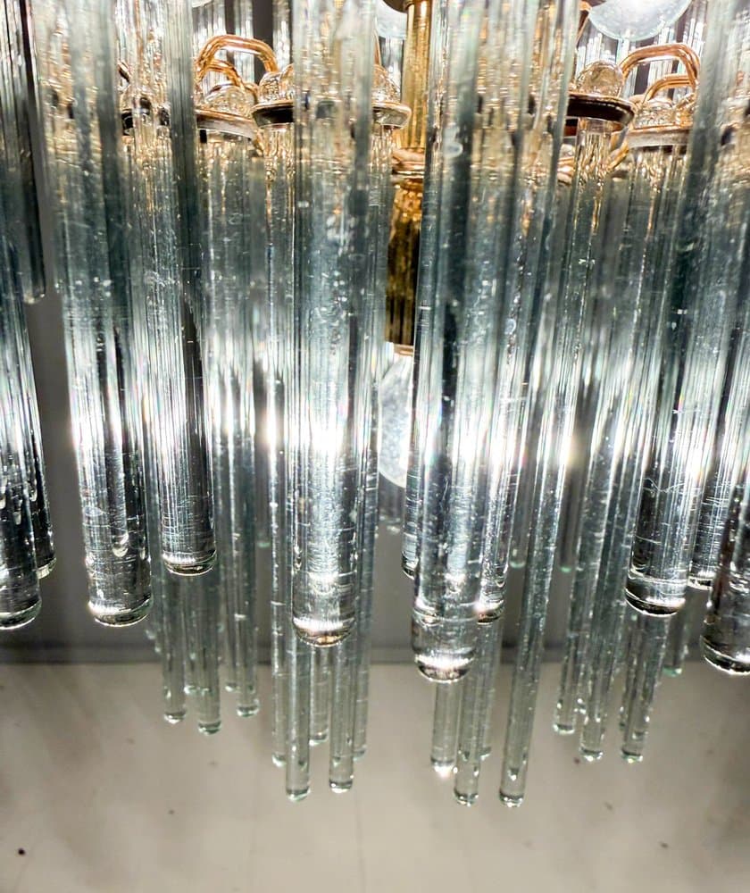 Żyrandol, złoty, mosiądz, proj. G. Sciolari, Włochy, lata 70. - 276325