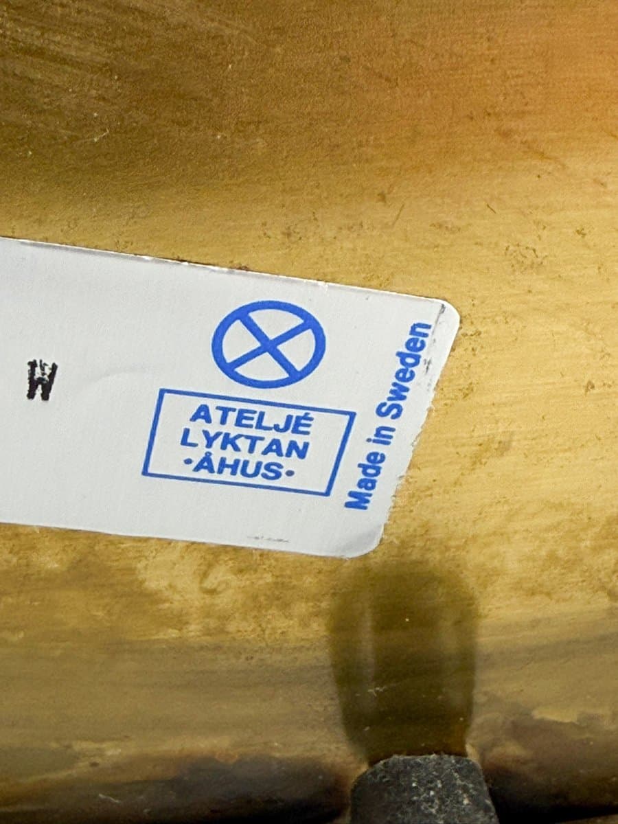 Lampa stołowa Bumling, mosiądz złoty, proj. A. Pehrson, Atelje Lyktan, Szwecja, lata 70. - 276314