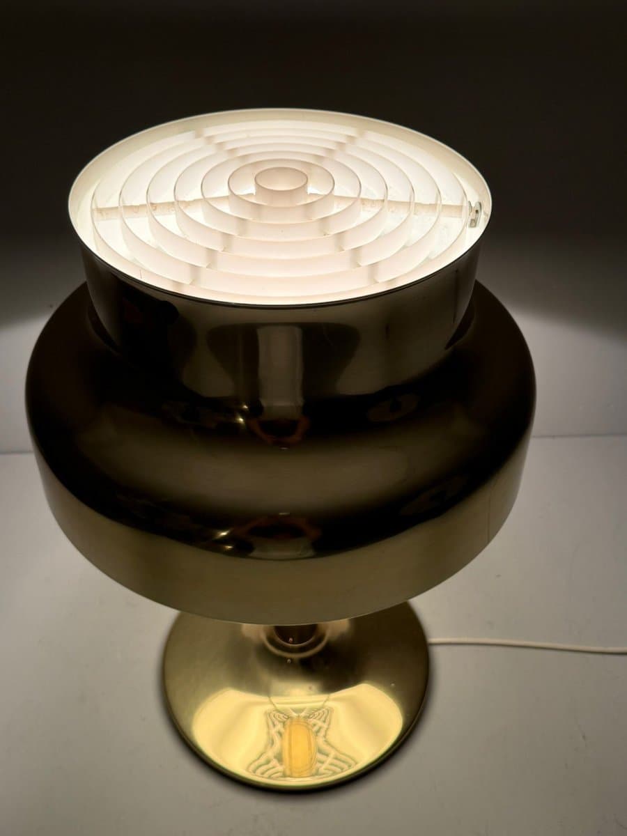 Lampa stołowa Bumling, mosiądz złoty, proj. A. Pehrson, Atelje Lyktan, Szwecja, lata 70. - 276303