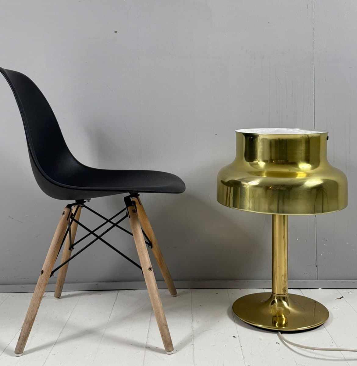 Lampa stołowa Bumling, mosiądz złoty, proj. A. Pehrson, Atelje Lyktan, Szwecja, lata 70. - 276310