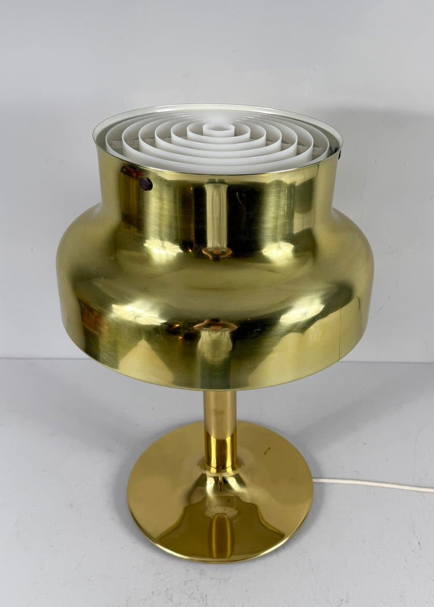Lampa stołowa Bumling, mosiądz złoty, proj. A. Pehrson, Atelje Lyktan, Szwecja, lata 70. - 276315