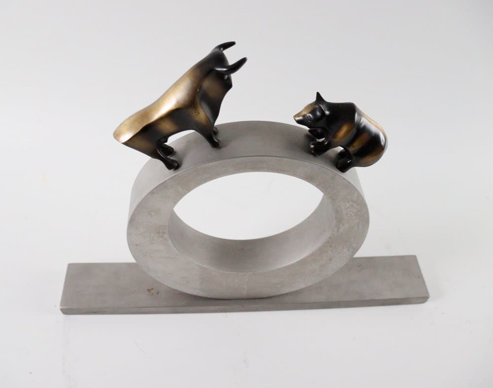 Rzeźba Bulle and Bär, brąz brązowy, proj. R. Dachlauer, Niemcy, lata 80. - 276296