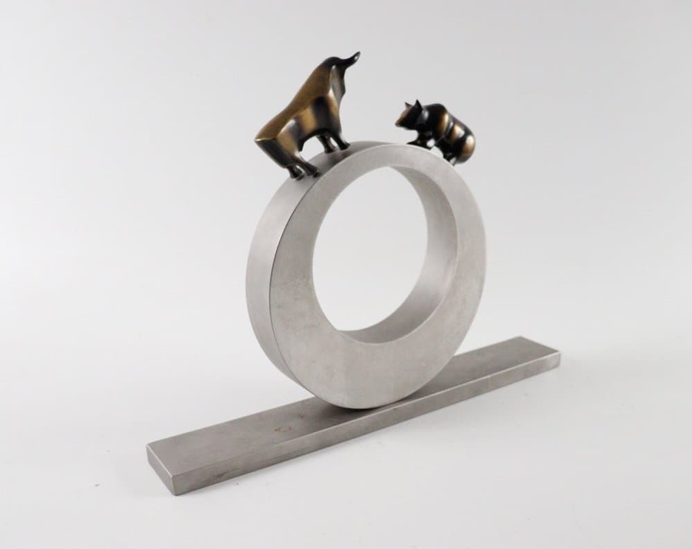 Rzeźba Bulle and Bär, brąz brązowy, proj. R. Dachlauer, Niemcy, lata 80. - 276295