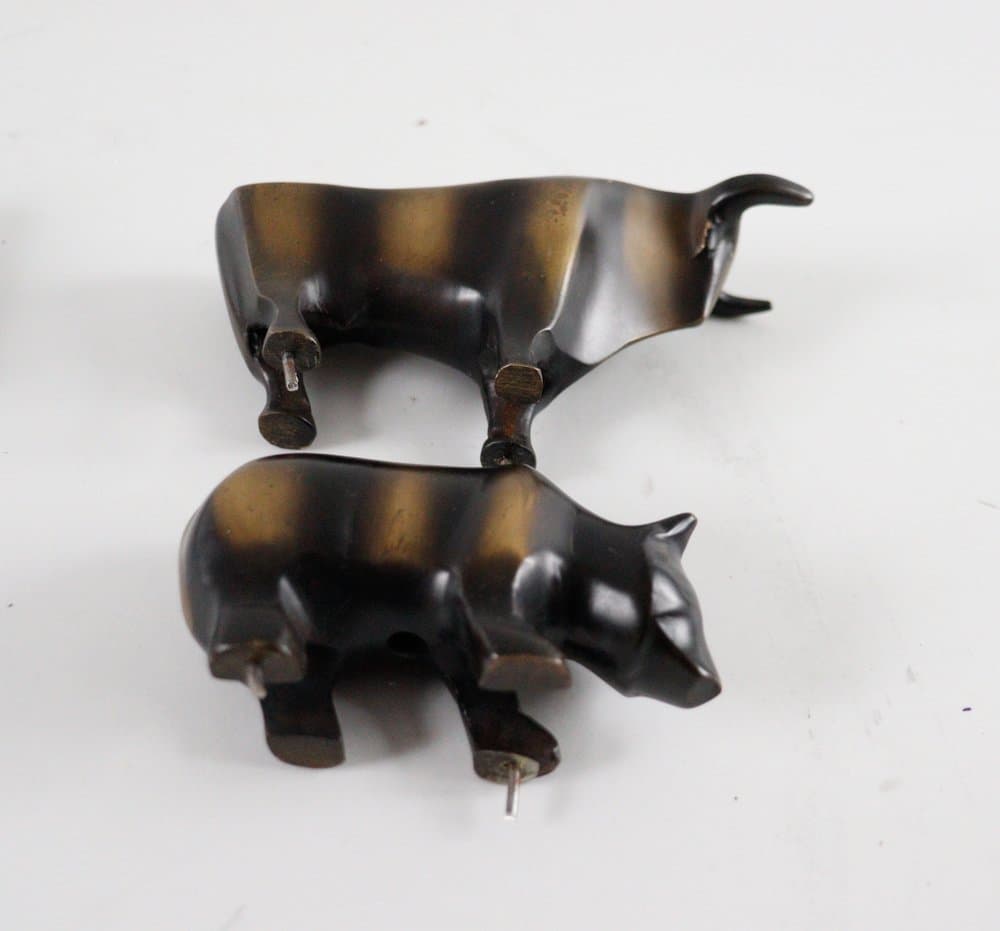 Rzeźba Bulle and Bär, brąz brązowy, proj. R. Dachlauer, Niemcy, lata 80. - 276297